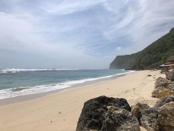 Scenic view of beach against sky