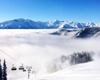 Snow covered mountains against sky