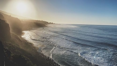 Scenic view of sea against clear sky