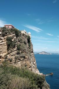 Scenic view of sea against blue sky