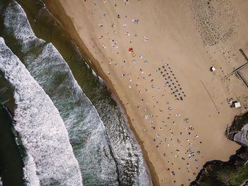 High angle view of rocks on shore