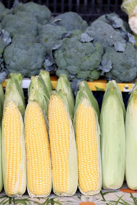 High angle view of vegetables for sale at market stall