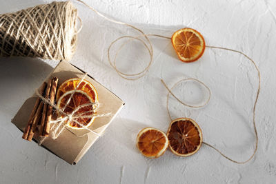 High angle view of food on table