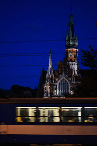 View of illuminated buildings at night