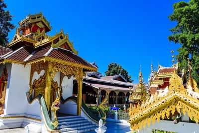 Low angle view of temple against building