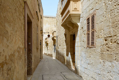 Narrow alley amidst buildings in city
