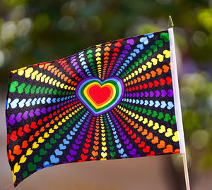 Close-up of heart shape flag