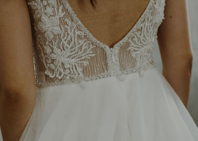 Beautiful view of the bride's lace dress.