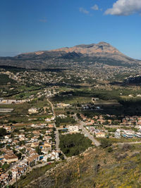 Aerial view of townscape against sky