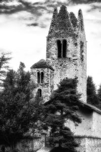 Low angle view of old building against sky