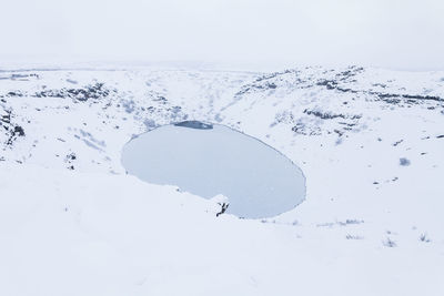 Scenic view of snow on field against sky