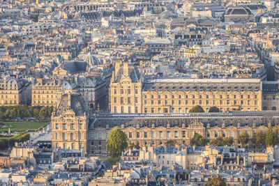 Aerial view of the museum of the louvre in paris