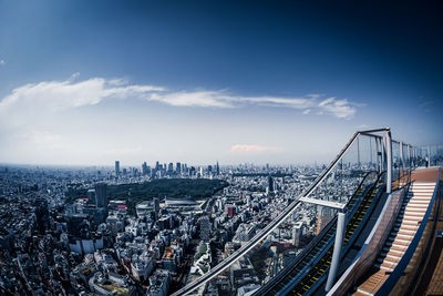 High angle view of cityscape against sky