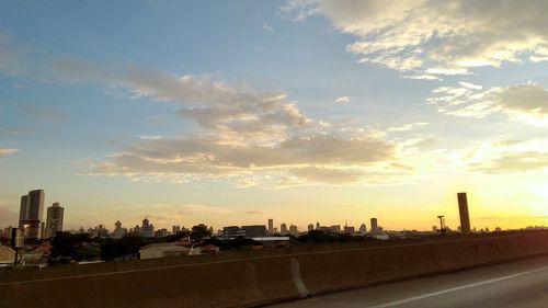 View of city at sunset