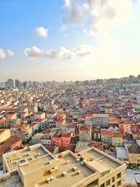 High angle view of townscape against sky