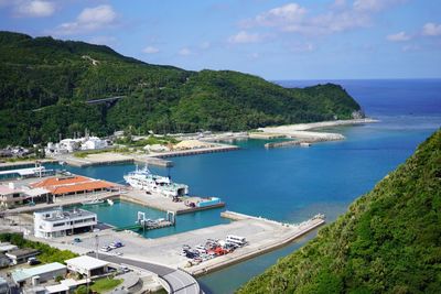 High angle view of sea against sky