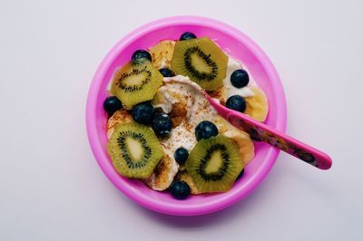 High angle view of food in bowl