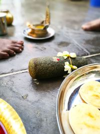 Close-up of food on table