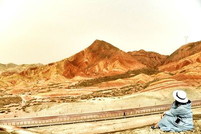 Scenic view of mountains against clear sky
