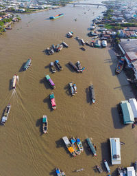 High angle view of people on beach