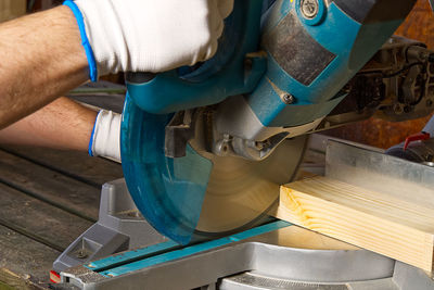 High angle view of man working in factory