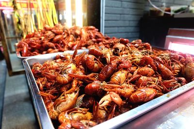 Close-up of seafood for sale