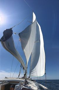 Low angle view of sailboat against sky