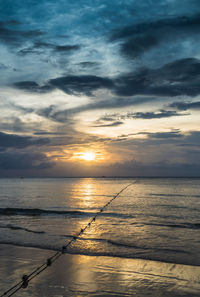 Scenic view of sea against dramatic sky