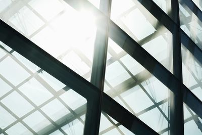 Low angle view of skylight in building