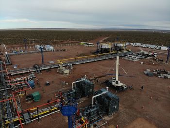 High angle view of construction site against sky