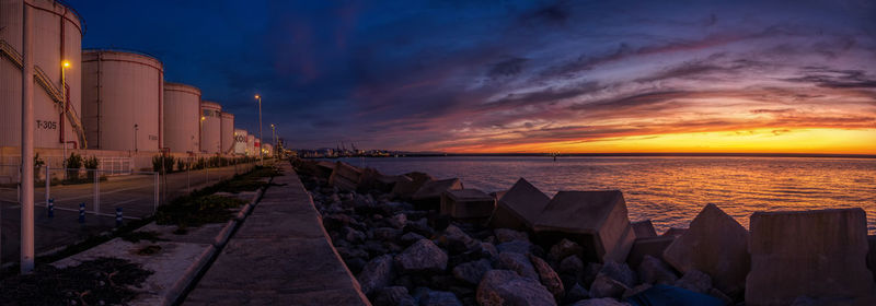 Twilight in the port of barcelona