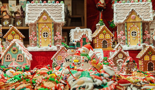 Close-up of christmas decorations for sale