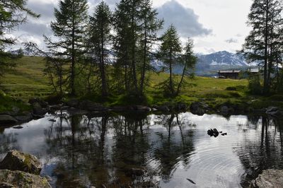 Scenic view of lake against sky