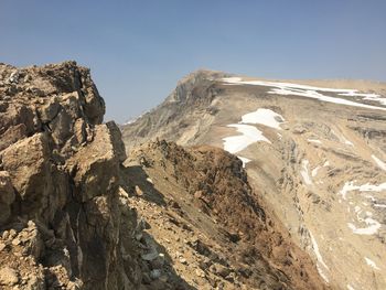 Scenic view of mountains against clear sky