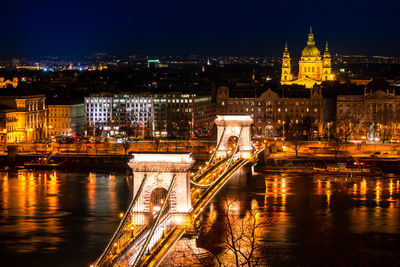 Illuminated city at night