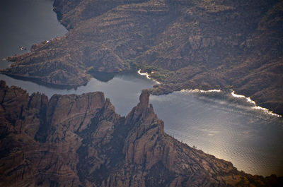 Aerial view of mountain against sky