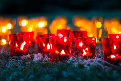 Close-up of burning candles