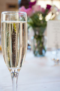 Close-up of wine glass on table