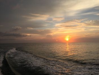 Scenic view of calm sea at sunset