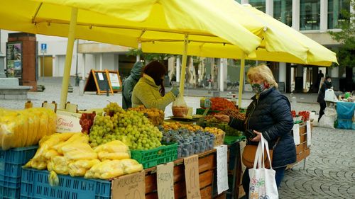 Various fruits for sale at market stall