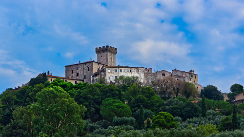 Low angle view of fort against sky