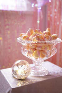 Close-up of glass vase on table