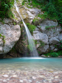 Scenic view of waterfall in forest