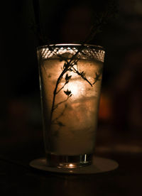 Close-up of coffee in glass on table