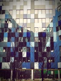 Buildings seen through window