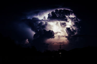 Scenic view of clouds in sky at night