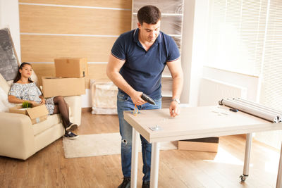 Man working on table