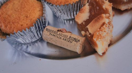 High angle view of food on table