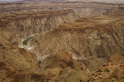 High angle view of rock formations on land