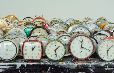 Close-up of clock on wall